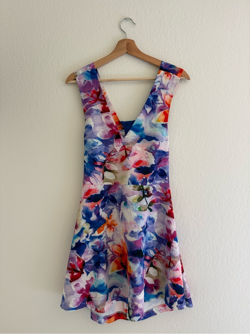 Floral Watercolor V-Neck A Line Dress - Felicity & Coco